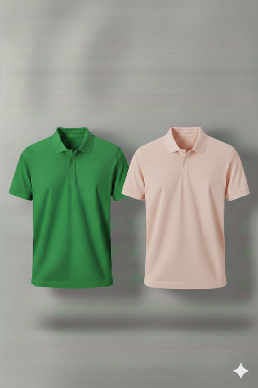 Polo Shirt Pack of Two (GREEN AND PINK)