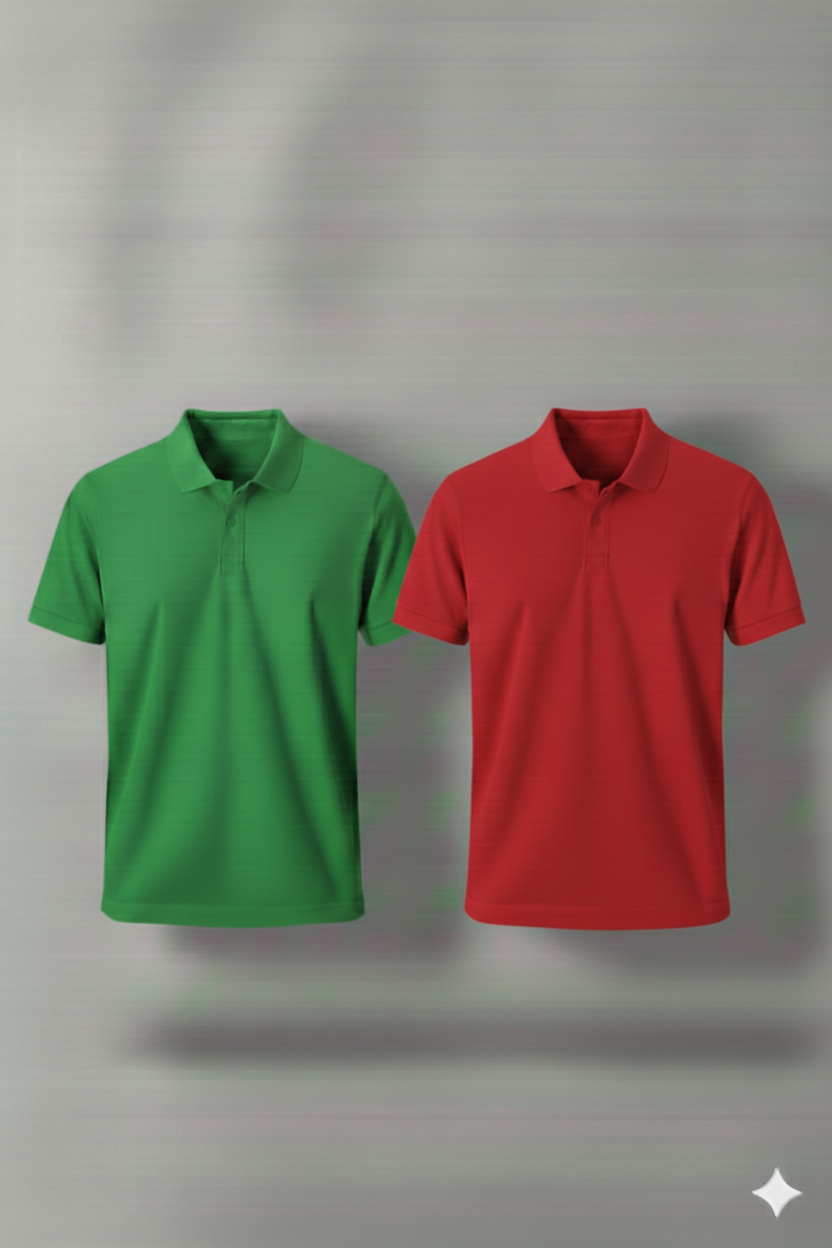 Polo Shirt Pack of Two (GREEN AND RED)