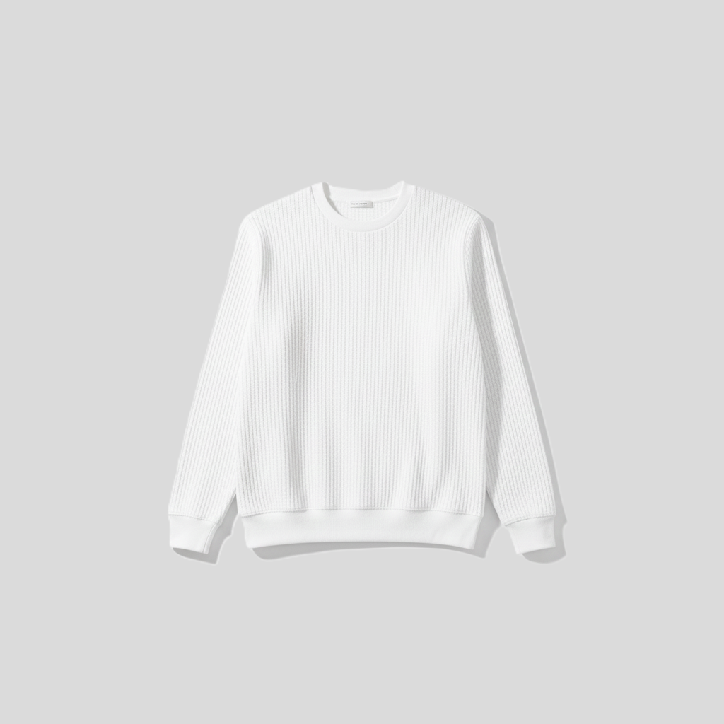 2 Pieces Waffle Knit SweatShirt ( WHITE & CREAM )
