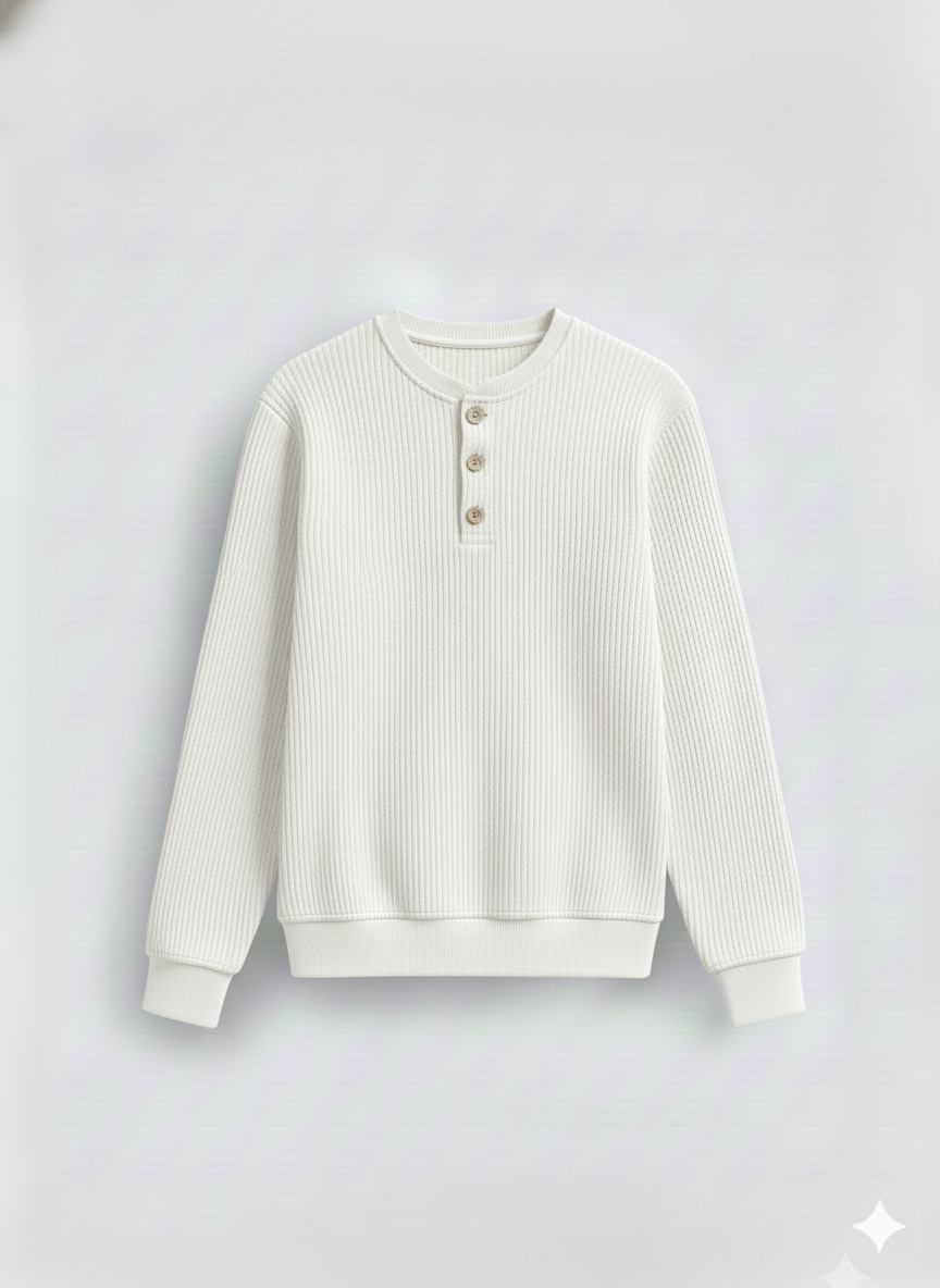 2 Pieces Waffle Knit Henley Pack (White & Navy)