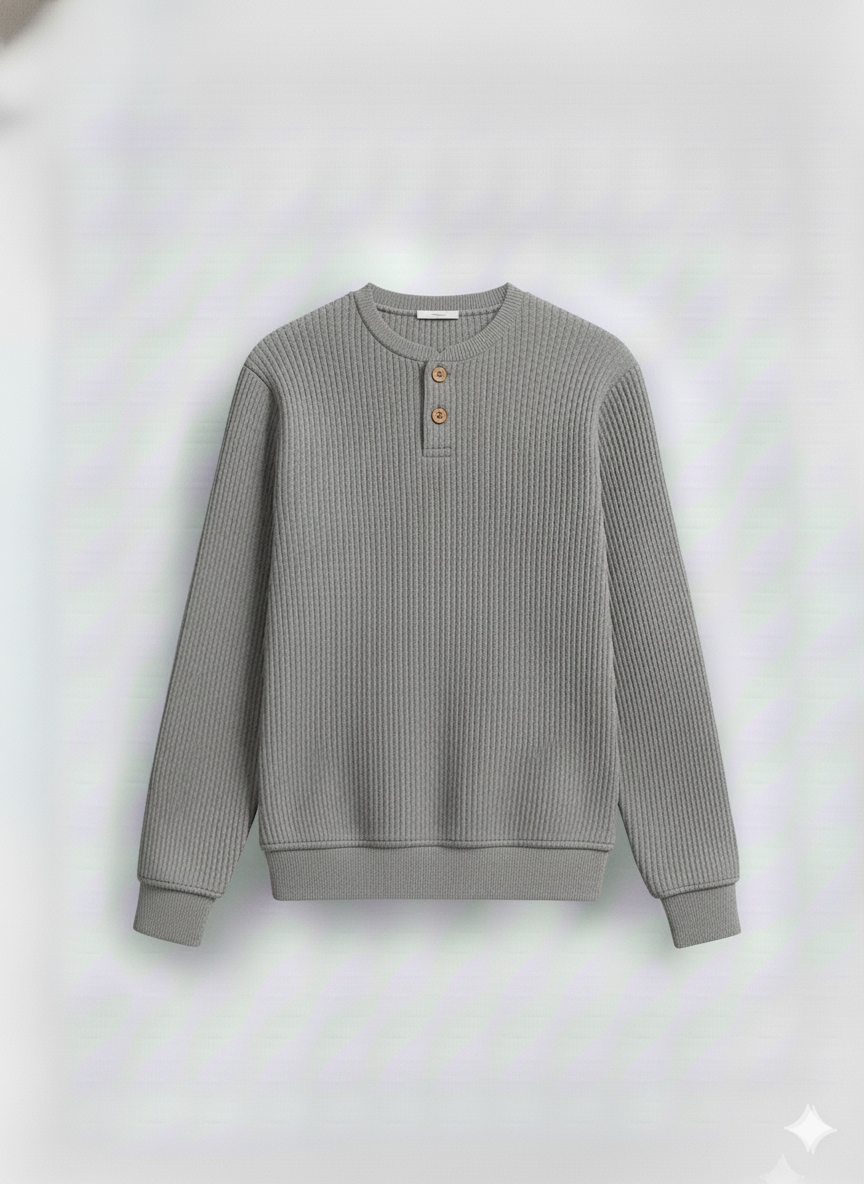2 Pieces Waffle Knit Henley Pack (Navy & Gray)