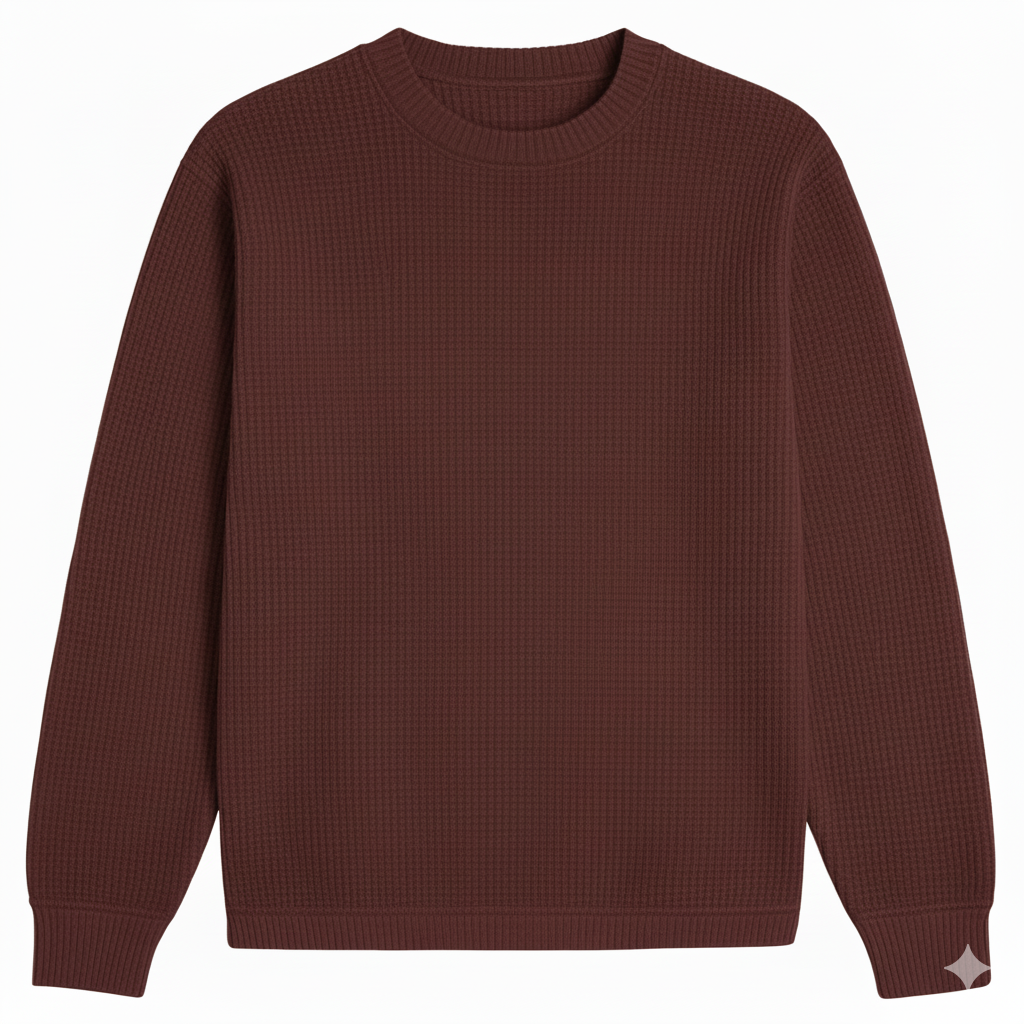 2 Pieces Waffle Knit SweatShirt ( MAROON & BROWN )