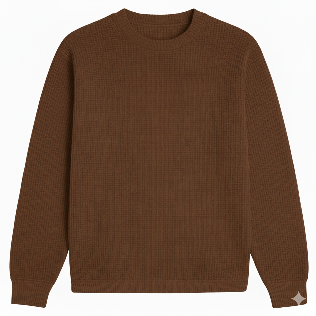 2 Pieces Waffle Knit SweatShirt ( MAROON & BROWN )