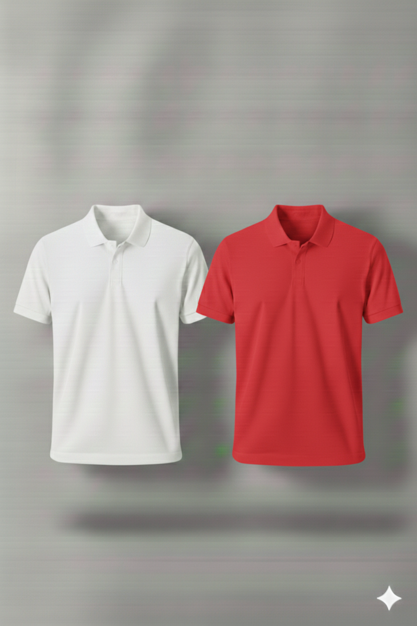 Polo Shirt Pack of Two (WHITE AND RED)