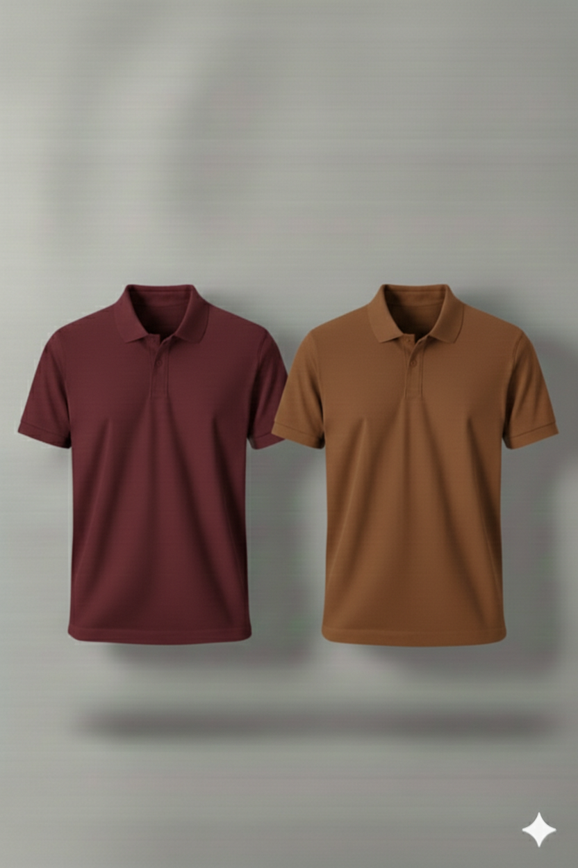 Polo Shirt Pack of Two (MAROON AND BROWN)