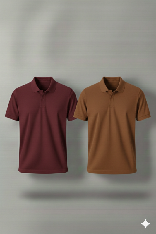 Polo Shirt Pack of Two (MAROON AND BROWN)