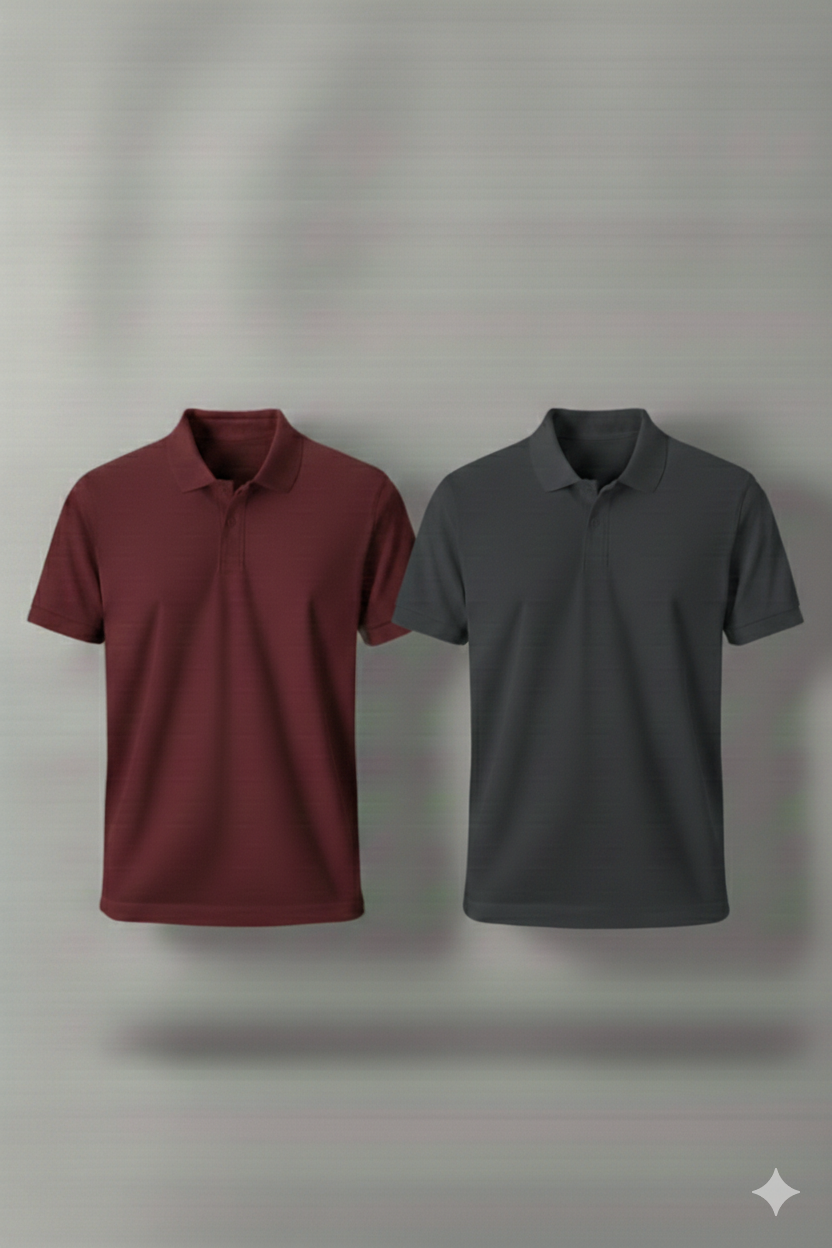 Polo Shirt Pack of Two (MAROON AND DARK GRAY)