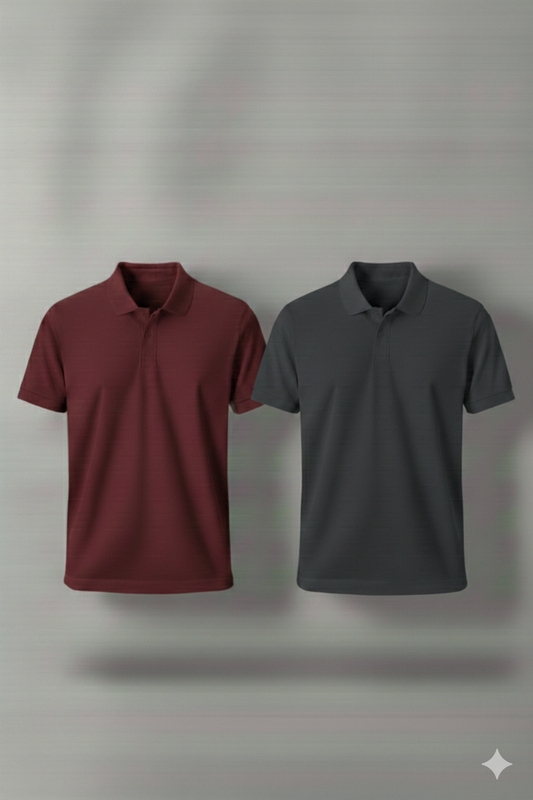 Polo Shirt Pack of Two (MAROON AND DARK GRAY)