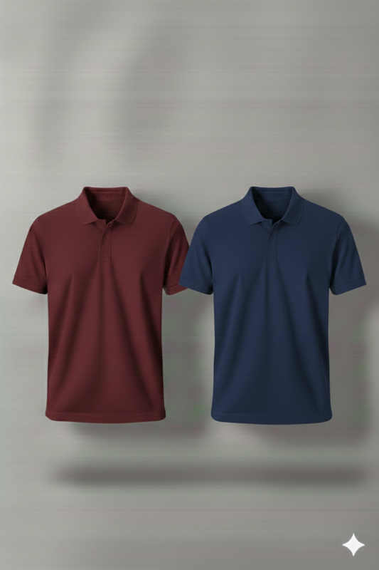 Polo Shirt Pack of Two (MAROON AND NAVY BLUE)