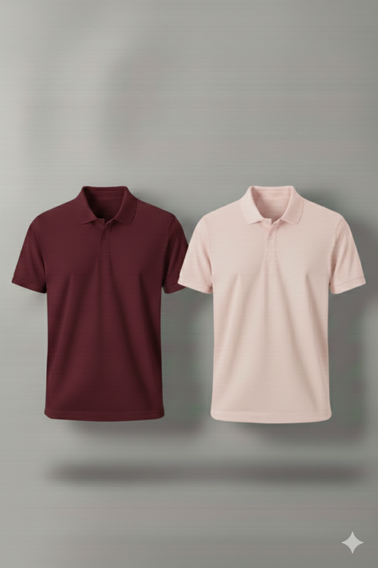 Polo Shirt Pack of Two (MAROON AND PINK)