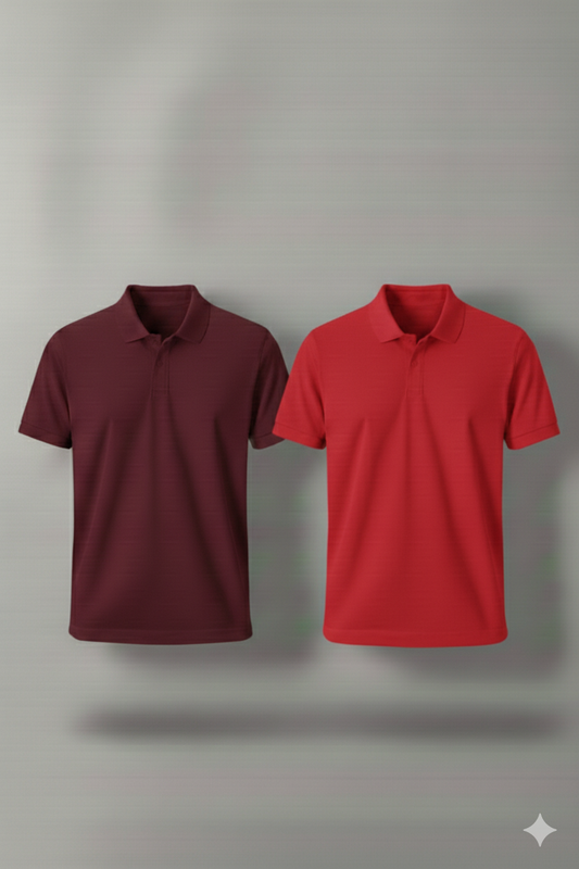 Polo Shirt Pack of Two (MAROON AND RED)