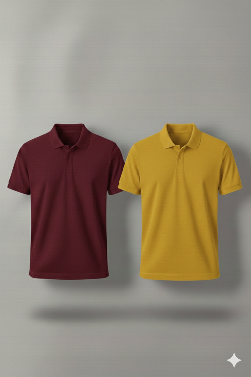 Polo Shirt Pack of Two (MAROON AND YELLOW)