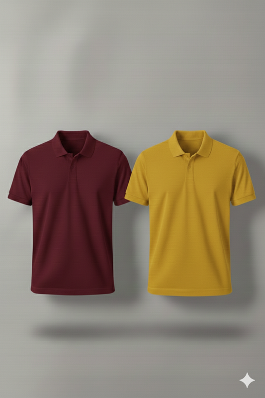 Polo Shirt Pack of Two (MAROON AND YELLOW)