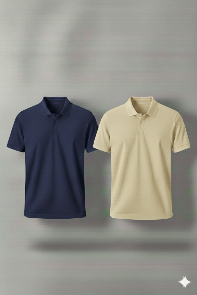 Polo Shirt Pack of Two (NAVY BLUE AND CREAM)