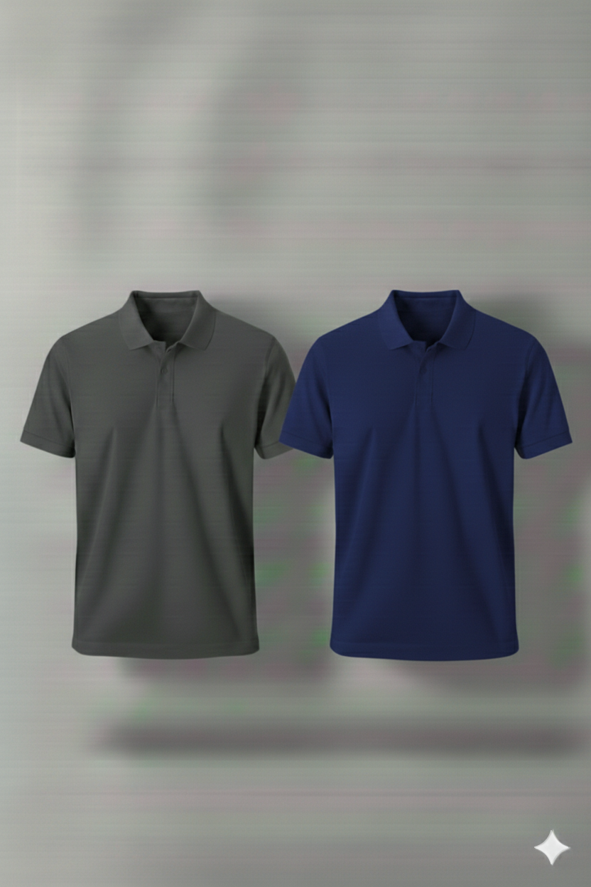 Polo Shirt Pack of Two (NAVY BLUE AND DARK GRAY)