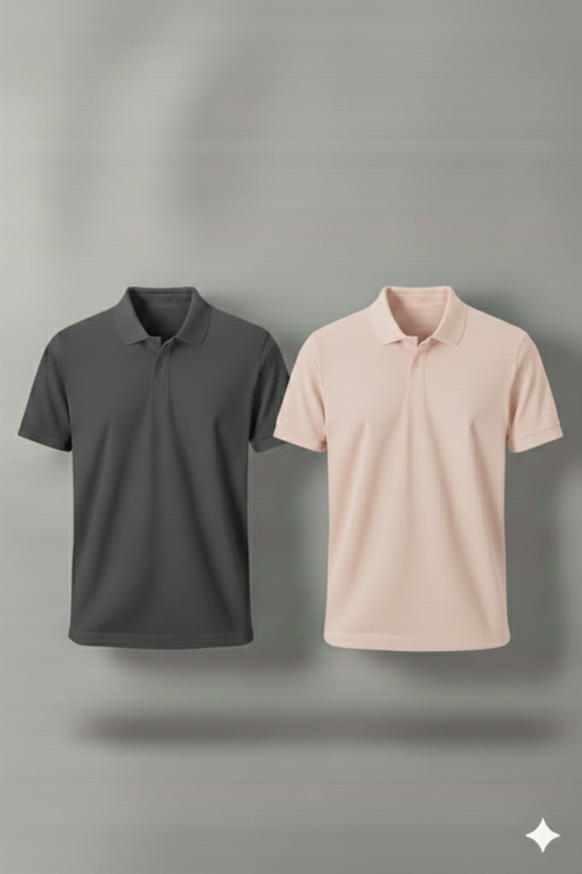 Polo Shirt Pack of Two (DARK GRAY AND PINK)