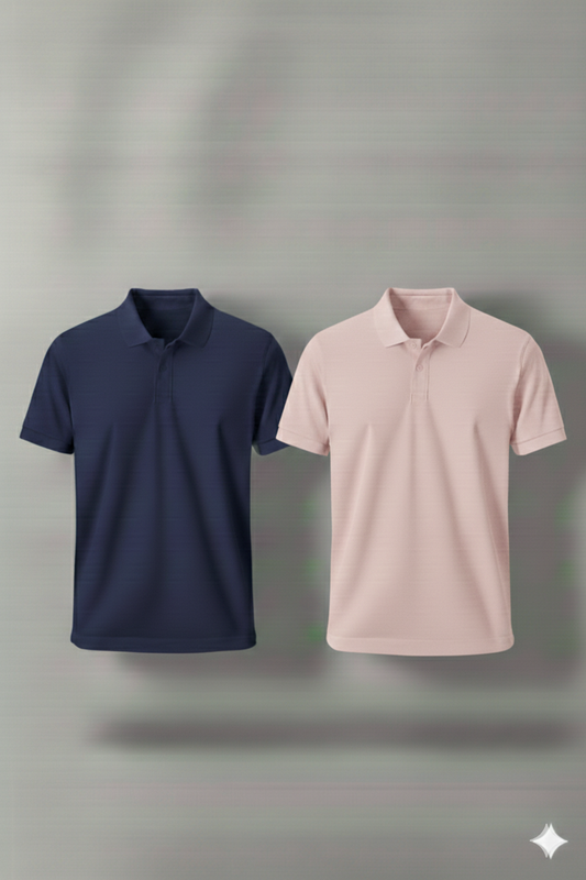 Polo Shirt Pack of Two (NAVY BLUE AND PINK)