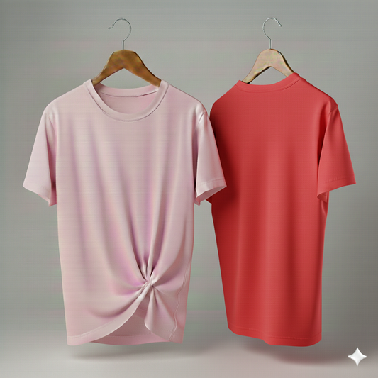 Drop Shoulder Pack of Two (Pink & Red)