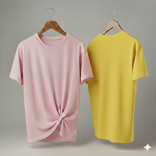 Drop Shoulder Pack of Two (Pink & Yellow)