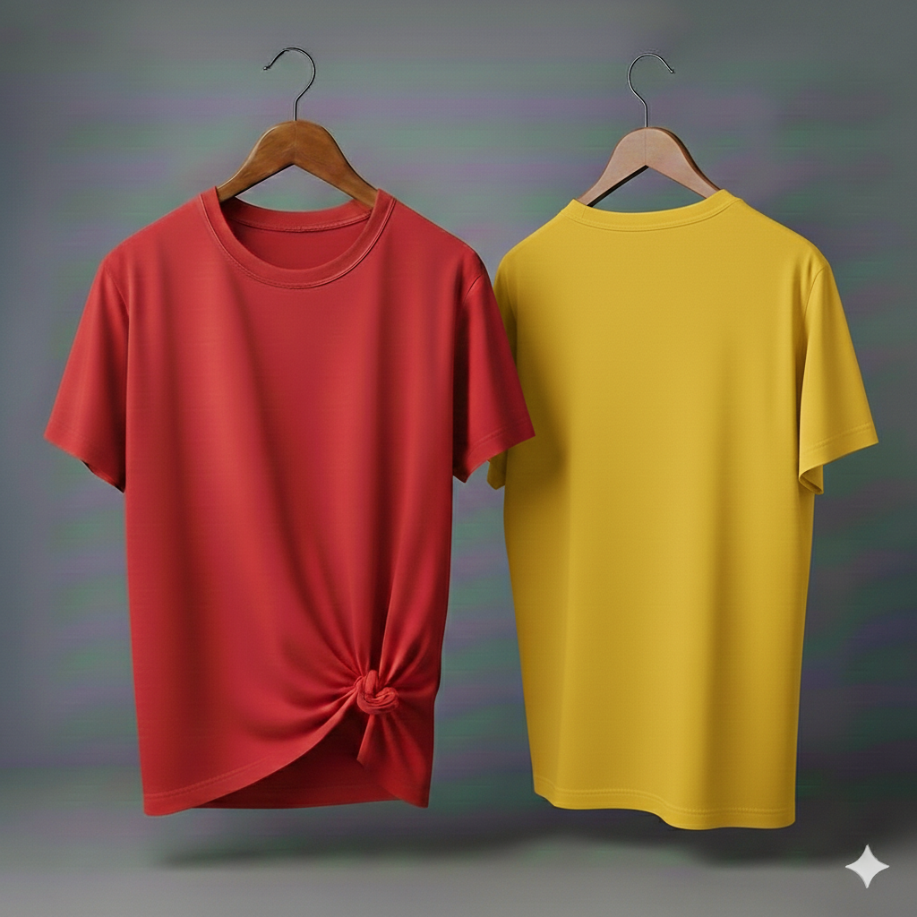 Drop Shoulder Pack of Two (Red & Yellow)
