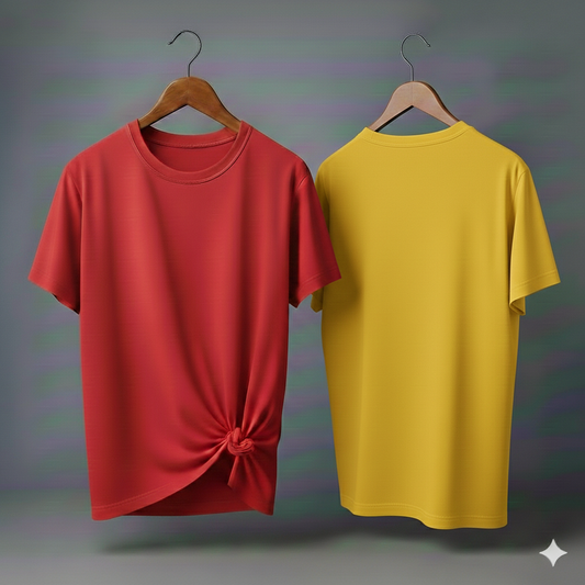 Drop Shoulder Pack of Two (Red & Yellow)