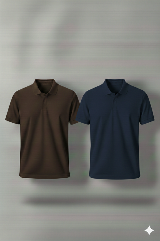 Polo Shirt Pack of Two (BROWN AND NAVY BLUE)