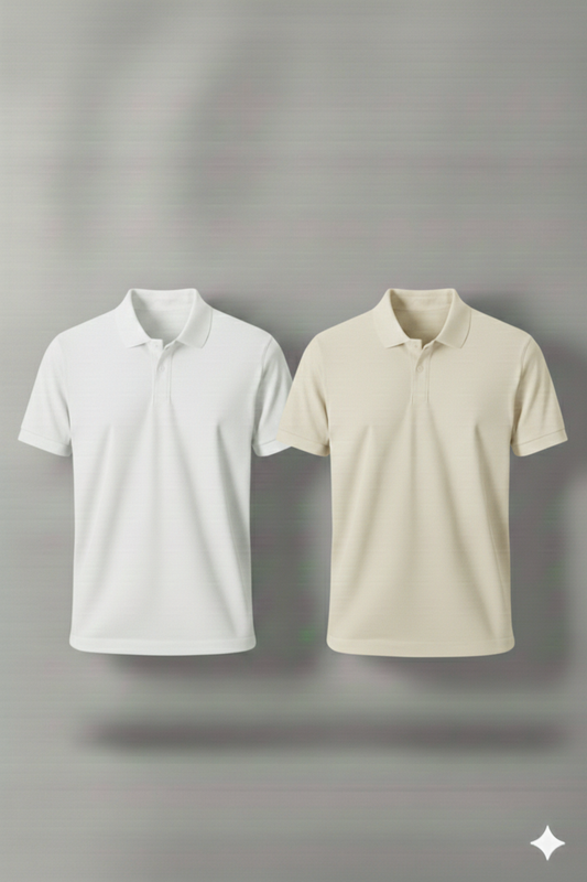 Polo Shirt Pack of Two (WHITE AND CREAM)