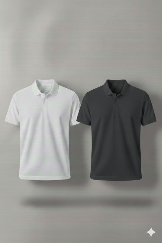 Polo Shirt Pack of Two (WHITE AND DARK GRAY)