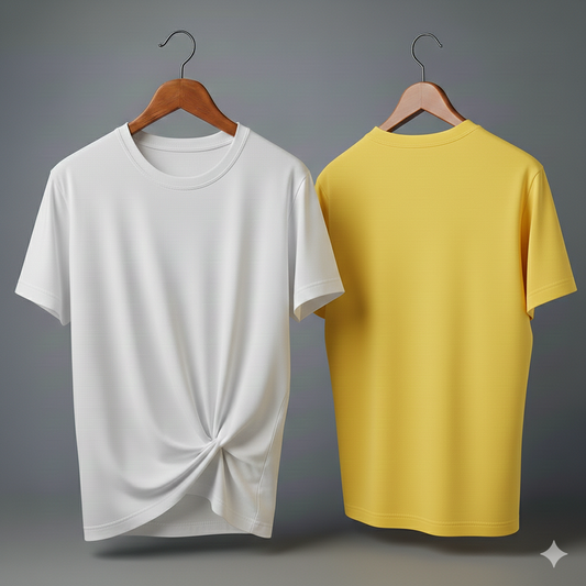 Drop Shoulder Pack of Two (White & Yellow)