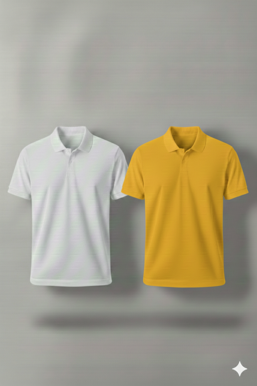 Polo Shirt Pack of Two (WHITE AND YELLOW)