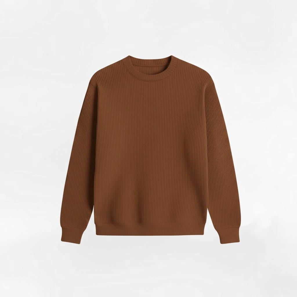 2 Pieces Waffle Knit SweatShirt ( BROWN & MAROON )