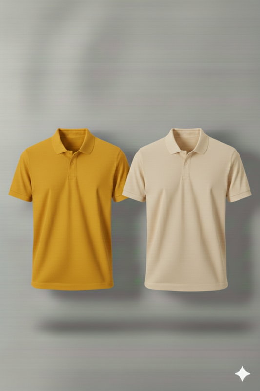 Polo Shirt Pack of Two (YELLOW AND CREAM)