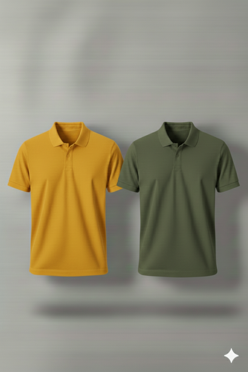 Polo Shirt Pack of Two (OLIVE GREEN AND YELLOW)