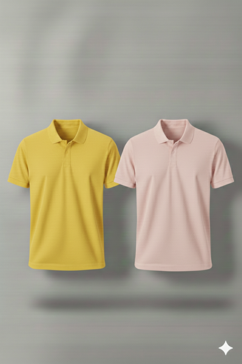 Polo Shirt Pack of Two (YELLOW AND PINK)