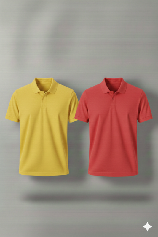 Polo Shirt Pack of Two (YELLOW AND RED)