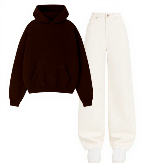 Wide Leg Jeans With Hoodie