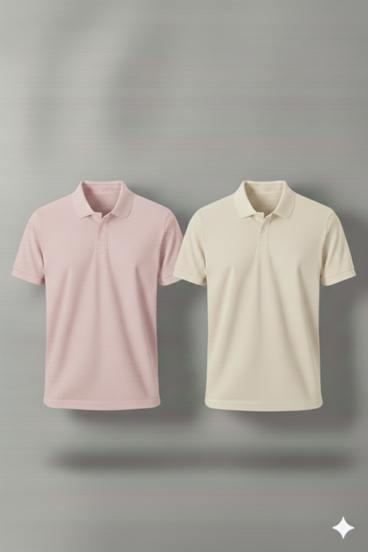 Polo Shirt Pack of Two (CREAM AND PINK)